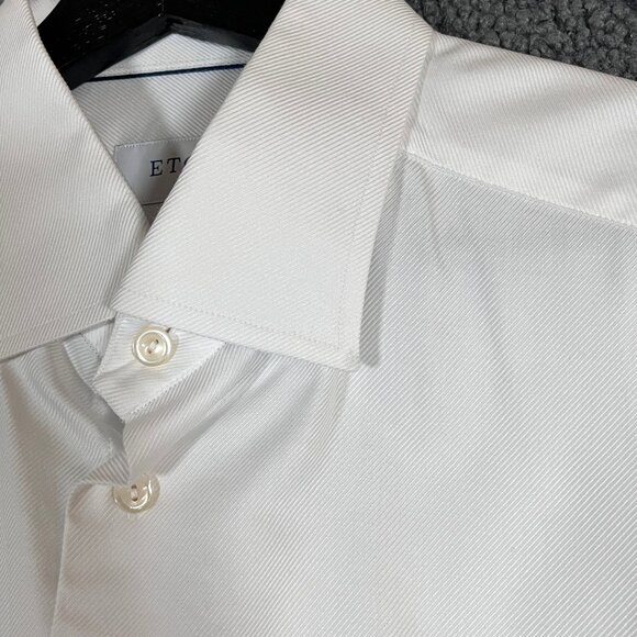 Eton Slim Fit Cotton Button Up Dress Shirt - Men's Size 43/17 - White - Picture 2 of 12